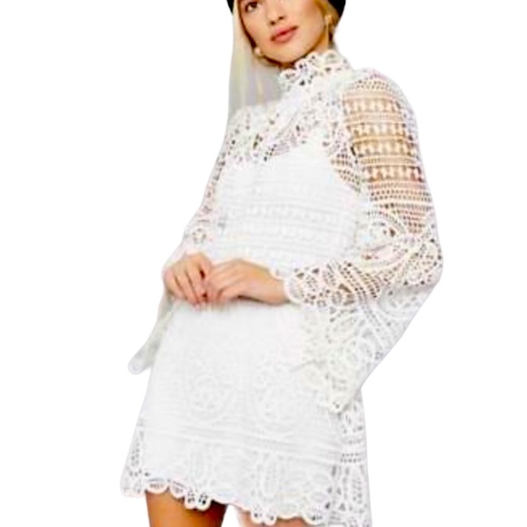 Stone Cold Fox x Free People Vaughn Sm White Allover Lace Mini Dress USA - Picture 2 of 15